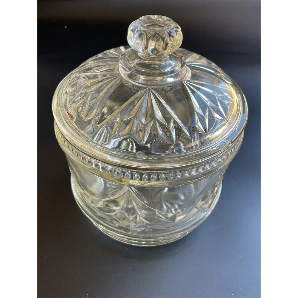 Vintage Glass Candy Box With Lid Decorative Collection Minor 